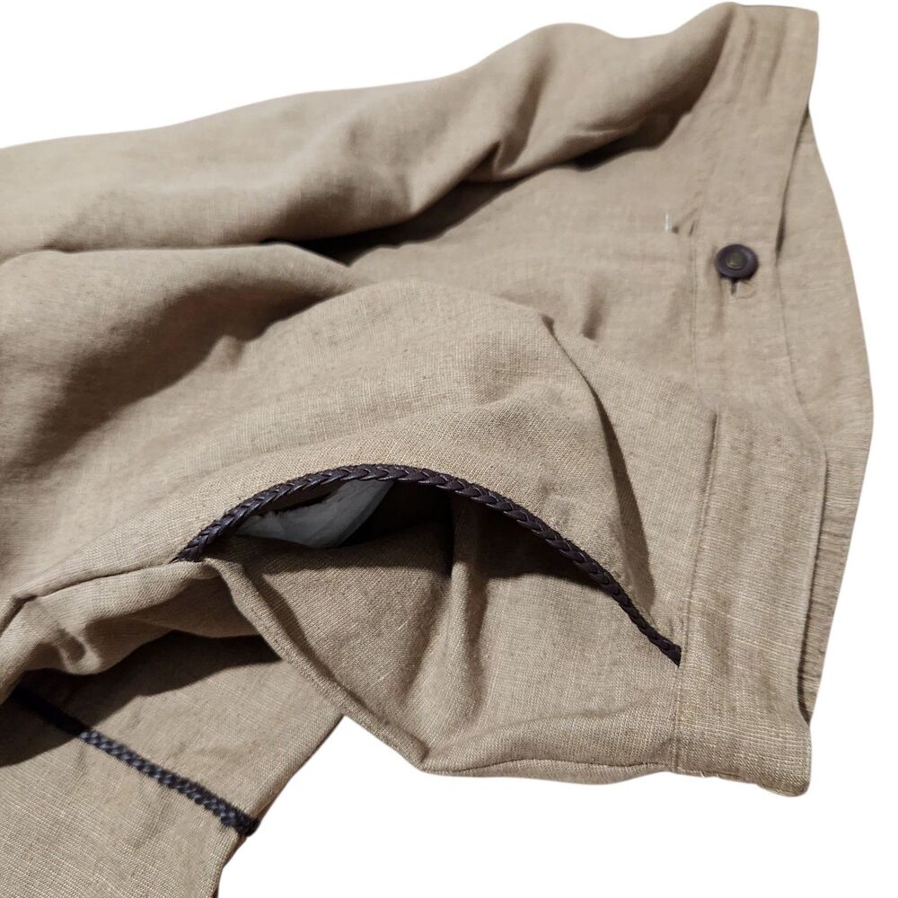 E.l.c.c Set Top Pants Size Medium/Large Brown Embroidered Silk-Linen-Rayon. - Picture 6 of 15